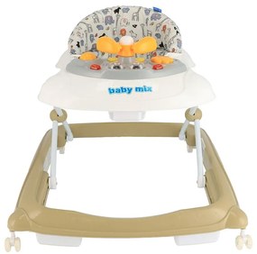 Baby Mix Walker pentru copii cu volan și roți dinsilicon maro deschis, 50 x 44 x 50 cm