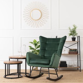 JAKS Fotoliu balansoar verde velur Jackson
