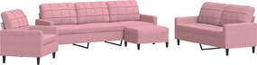 vidaXL Set de canapele cu perne, 4 piese, roz, catifea