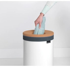 Cos de rufe Brabantia 90300239, 35 L, Capac din pluta, Umplere fara deschidere, Gauri ventilatie, Alb