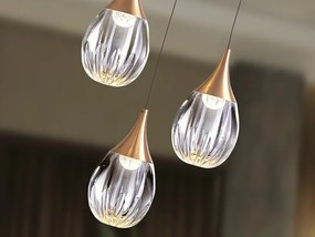 Lustra cu 3 pendule LED design modern Corina negru/ cupru