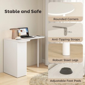 HOMCOM Birou pentru Cameră cu 6 Rafturi și 4 Rafturi Reglabile Alb | Aosom Romania