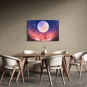 Tablou - Femeie și câine pe lună plină (90x60 cm)