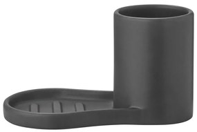 Suport pentru accesorii de spălat negru din gresie Piro – Blomus