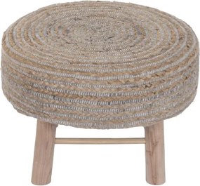 Taburet rotund din lână și iută împletite manual, 50×50×35 cm, „Juwl"