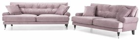Set mobilier tapițat Seattle E128Roze, Tapiterie, Picioare: Lemn, Role, Metal