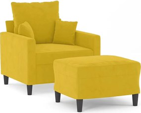 vidaXL Fotoliu canapea cu taburet, galben, 60 cm, catifea
