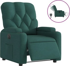vidaXL Fotoliu rabatabil electric, verde închis, material textil