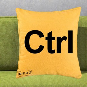 Perna Personalizata Tasta Ctrl Tipografie Bold, 40x40 cm, Galben, Husa Detasabila, Perna Inclusa, BEKZ®