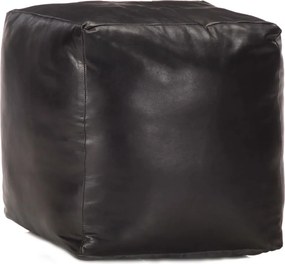 vidaXL Fotoliu puf, negru, 40 x 40 x 40 cm, piele naturală de capră