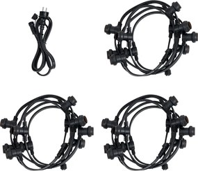 Ghirlandă luminoasă neagră conectabilă cu ștecher 18m Incl. E27 P45 30 de lumini IP44 - Lubber