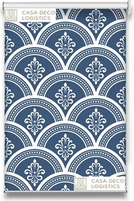 Roletă textilă Royal 5009 albastru cu model geometric ornamental