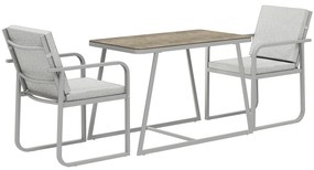Outsunny Salon de jardin exterior 2 persoane, masă de grădină exterioară cu 2 scaune, 4 perne cadru din oțel gri | Aosom Romania