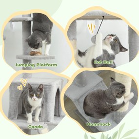 PawHut Copac zgârietoare de tavan cu înălțime ajustabilă 225-255cm Gri deschis | Aosom Romania