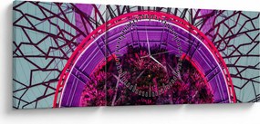 Tablou abstrac - crengi violete (cu ceas) (90x30 cm)
