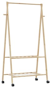 vidaXL Suport pentru haine cu rafturi și roți 96x45,5x155,5 cm bambus