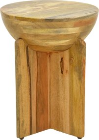 Masuta Laterala Rotunda Jelina Lemn Masiv De Mango Culoare Naturala D40x50 Cm