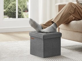 Taburet pliabil cu spatiu de depozitare COZY CUBE 30x30 cm, gri inchis