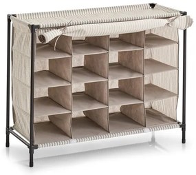 Organizator pentru incaltaminte Zeller, 16 perechi, textil/metal, bej, 84 x 35 x 66 cm