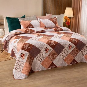 decoDoma Cuvertură de pat VINTAGE ROSE maro pat dublu