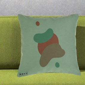 Perna Decorativa Abstract Forme Fluide Coral, 40x40 cm, Verde, Husa Detasabila, Perna Inclusa, BEKZ®