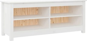 vidaXL Bancă pentru pantofi, alb, 110x38x45,5 cm, lemn masiv de pin