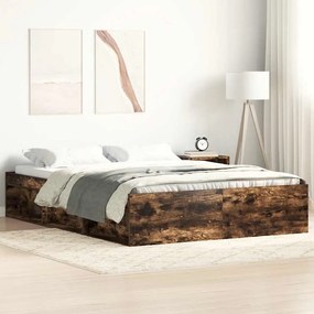 vidaXL Cadru de pat, stejar fumuriu, 140x200 cm