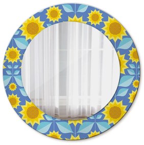 Oglinda cu decor rotunda Floarea-soarelui geometrică