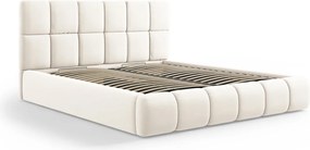 Pat tapitat cu tablie si lada depozitare, Bellis, Micadoni Home, BL, 160x200 cm, catifea, bej deschis