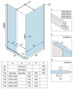 Cabina de dus dreptunghiulara Rea Montana cu usa culisanta 140x90 auriu periat