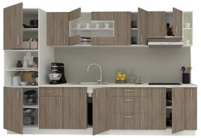 Set Bucatarie Karo V29, Stejar Sonoma Inchis/Alb, Blat Thermo 28 mm, L 320 cm