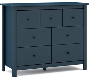 Comodă albastru-închis joasă din lemn masiv de pin 110x80 cm Misti – Marckeric