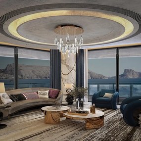 Plafoniera cu 19 pendule LED CCT cu telecomanda Lagrimas