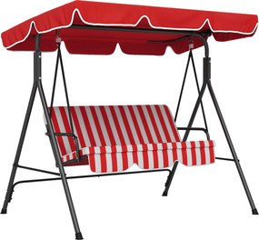 Outsunny Balansoar de Grădină 3 Locuri Acoperiș cu Înclinare Reglabilă Perne Șezut și Spătar Oțel Negru Poliester Roșu | Aosom Romania