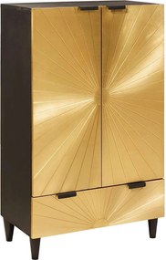 vidaXL Dulap lateral cu sertar cu ușă Negru și Aur 60 x 33,5 x 100 cm