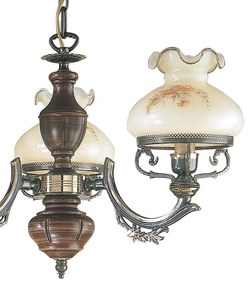 Candelabru clasic cu 3 brate design italian din alama cu lemn 2812