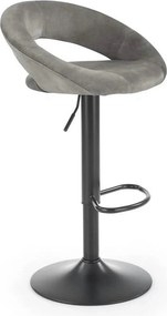 Scaun bar H102, gri - Bluvel14/negru, stofa catifelata/otel, 53x48x78/