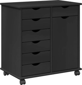 vidaXL Cabinet mobil Negru 63,5 x 39 x 65,5 cm Lemn de pin masiv
