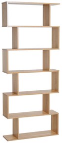 HOMCOM Bibliotecă raft zig zag Design Contemporan 80L x 23l x 192H cm 6 Niveluri Culori lemn de stejar deschis | Aosom Romania