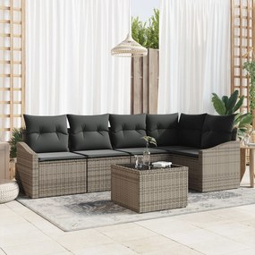 vidaXL Set canapea grădină 5 piese cu perne gri din rattan poli