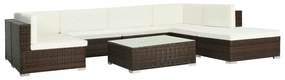 vidaXL Set mobilier de grădină cu perne, 8 piese, maro, poliratan