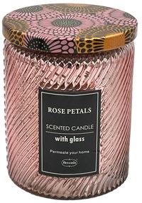 Lumanare parfumata ROSE PETALS, pahar sticla capac metalic, 7x9 cm