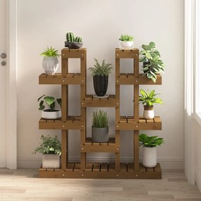 vidaXL Suport pentru plante,maro miere,104,5x25x109,5cm lemn masiv pin