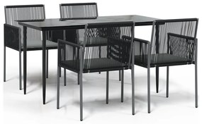 3187067 vidaXL Set mobilier grădină cu perne, 5 piese, negru, poliratan & oțel