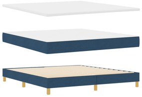 vidaXL Pat cu saltea tip box spring Albastru, 180 x 200 cm, Material textil.