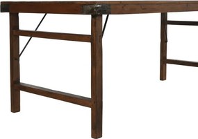 Masă dining pliabilă din lemn reciclat, 182x90x76 cm, finisaj rustic natur, „Mercado"