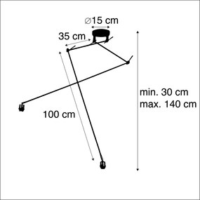 Lampă modernă cu pandantiv din oțel fără abajur cu 2 lumini - Blitz