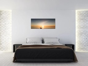 Tablou cu canoiști în apus de soare (120x50 cm)