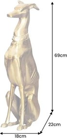 Statueta Decorativa, Figurina Ogar, Aluminiu, Auriu, WINDHUND 70cm