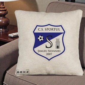 Perna Personalizata CS Sportul Simleu Silvaniei 2007, 40x40 cm, Bej Canapea, Husa Detasabila, Perna Inclusa, BEKZ®